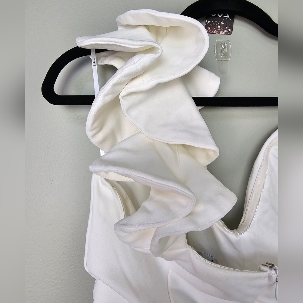 Lulu's Cream One-Shoulder Ruffle Mini Dress - Picture 8 of 11